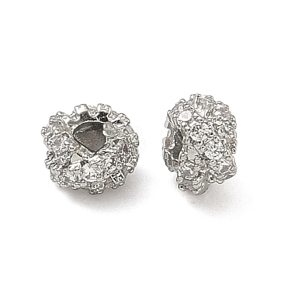 Brass Clear Cubic Zirconia Beads KK-D228-15P-1