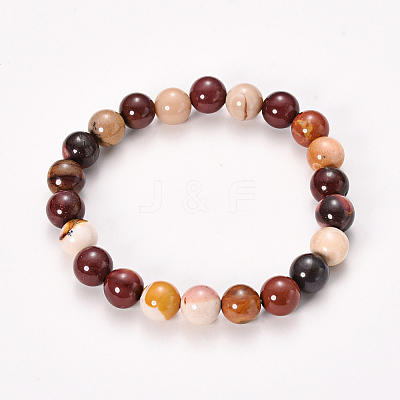 Natural Mookaite Beaded Stretch Bracelets BJEW-Q692-52-8mm-1