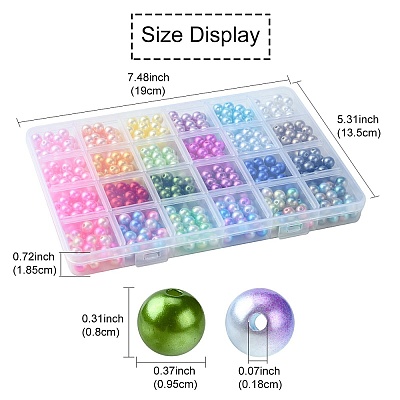 24Colors Rainbow ABS Plastic Imitation Pearl Beads OACR-YW0001-75-1