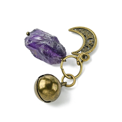 Natural Amethyst Pet Collar Charms HJEW-PH01731-1