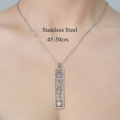 Non-Tarnish 201 Stainless Steel Hollow Eye & Cross & Sun Pendant Necklace NJEW-OY001-99-1