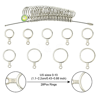 28Pcs Alloy American Calibration Ring Sizers Professional Model TOOL-YW0001-79-1