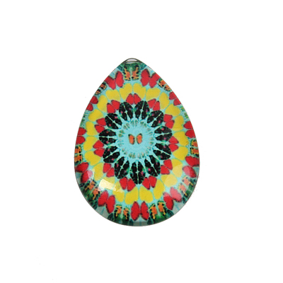 Mosaic Printed Glass Cabochons GGLA-N002-18x25-G-1
