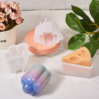 4Pcs 4 Style DIY Candle Silicone Molds Making DIY-MP0001-08-1