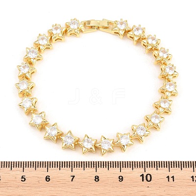 Start Brass Pave Clear Cubic Zirconia Link Chain Bracelets for Women BJEW-T025-02G-1