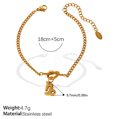 304 Stainless Steel Twelve Constellation Knot Charm Bracelets for Unisex WG096DB-12-1