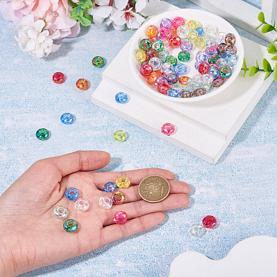 100Pcs UV Plating Transparent Acrylic European Beads OACR-TA0004-92-1