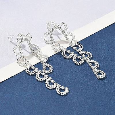 Brass Rhinestones Stud Earrings AJEW-D307-01P-1