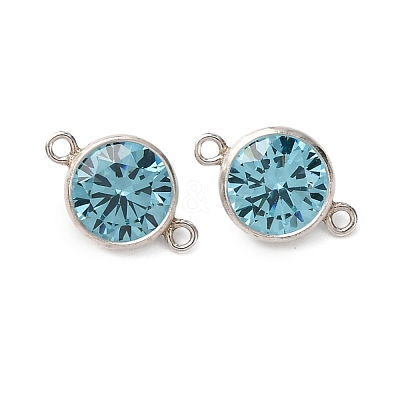 925 Streling Silver Pave Cubic Zirconia Birthstone Connector Charms STER-NH0001-80P-02-1