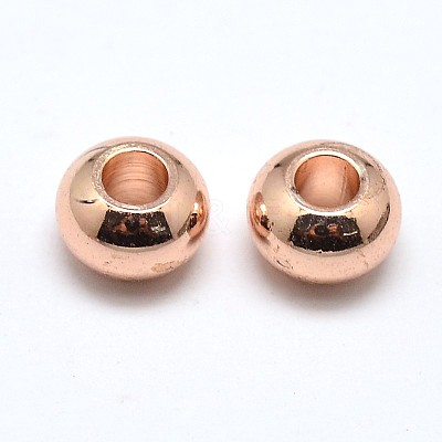 Brass Flat Round Spacer Beads KK-M085-18RG-NR-1