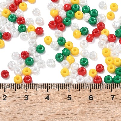 4 Colors Christmas 6/0 Glass Round Seed Beads SEED-X0058-06-1