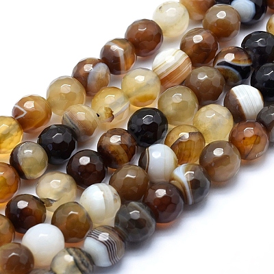 Natural Striped Agate/Banded Agate Beads G-J371-14-14mm-1