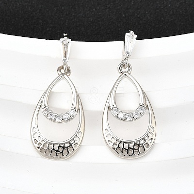 Brass Micro Pave Clear Cubic Zirconia Dangle Stud Earrings EJEW-M103-10P-1