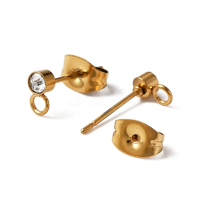304 Stainless Steel Stud Earrings Findings LS-STAS-WH0029-44A-G-1