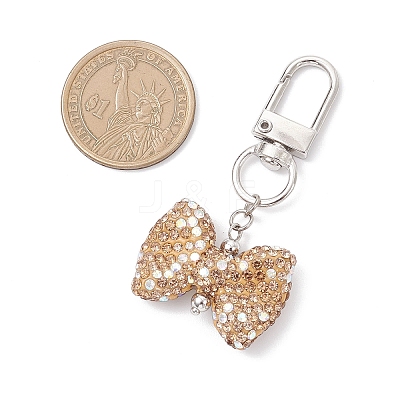 Bowknot Polymer Clay Rhinestone Pendants Decorations HJEW-JM04197-01-1