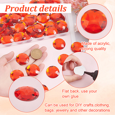 50Pcs Flat Back Acrylic Rhinestone Cabochons OACR-OC0001-15B-1