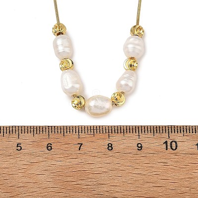Natural Cultured Freshwater Pearl Rice Beaded Necklaces with Brass Round Snake Chains NJEW-JN06399-1