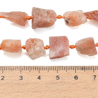 Raw Rough Natural Gold Spot Sunstone Beads Strands G-A322-B10-01-1