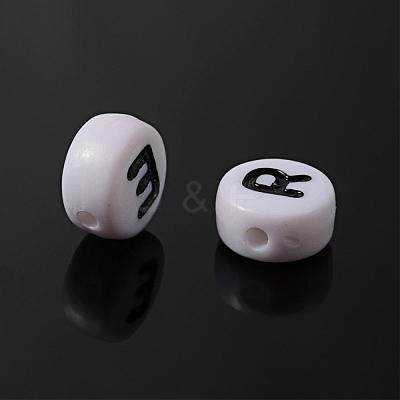 Mixed Letters White Acrylic Horizontal Hole Letter Beads X-PL37C9070-1