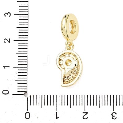 Brass Micro Pave Clear Cubic Zirconia Sea Animal European Dangle Charms LS-KK-B159-04G-03-1