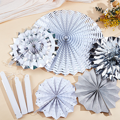 8Pcs Paper Fans Flower for Wedding Birthday Carnival Welcome Party Decorations AJEW-GF0013-45A-1