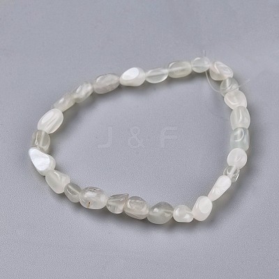 Natural White Moonstone Bead Stretch Bracelets BJEW-K213-43-1