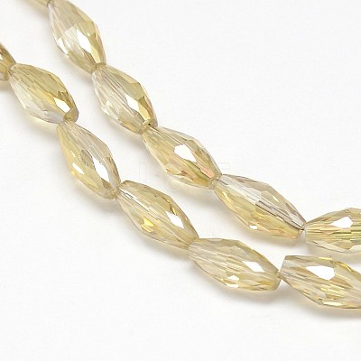 Electroplate Crystal Glass Rice Beads Strands X-EGLA-F042-A08-1