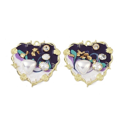 Rack Plating Alloy Enamel Pendants FIND-I038-16B-1