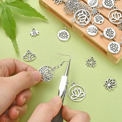 100Pcs 10 Styles Tibetan Style Alloy Charms TIBEP-CJ0002-34-1