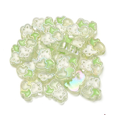 UV Plating Rainbow Iridescent Acrylic Enamel Beads OACR-G012-07D-1