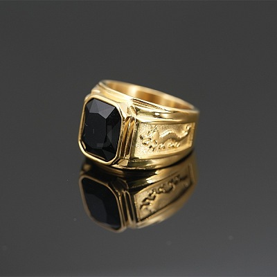304 Stainless Steel with Cubic Zirconia Dragon Pattern Finger Rings for Men FS-WGD623F-26-1