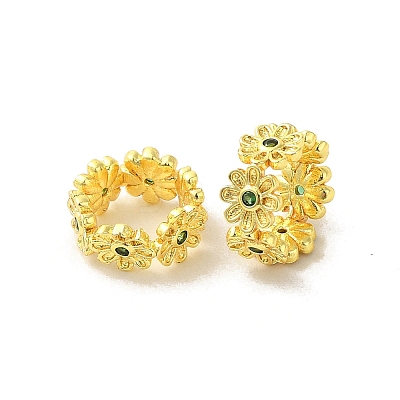Golden Brass with Cubic Zirconia European Beads KK-B088-01B-01G-1