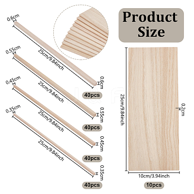 160Pcs 4 Styles Square Wood Craft Sticks WOOD-OC0004-53-1