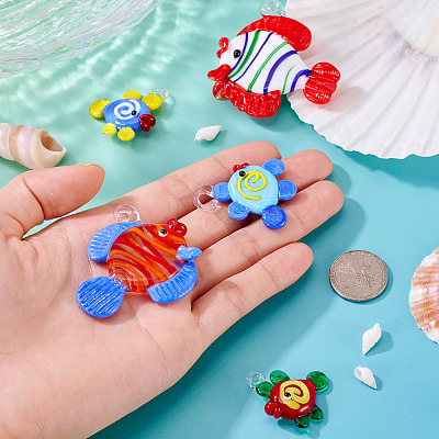 5Pcs 5 Colors Handmade Lampwork Pendants LAMP-TA0002-14-1