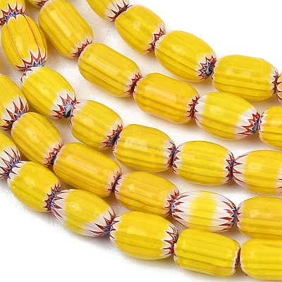 Handmade Millefiori Glass Oval Beads Strands LK-Z001-02A-03-1