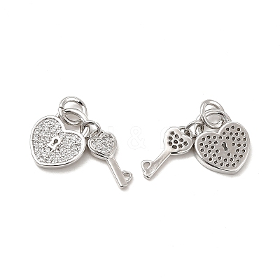 Brass Micro Pave Clear Cubic Zirconia Charms KK-E068-VB177-1