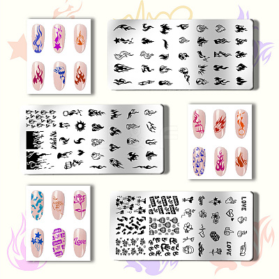 Stainless Steel DIY Nail Art Templates MRMJ-WH0092-009-1