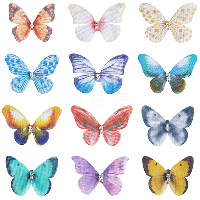 60Pcs 12 Styles 3D Gauze Butterfly Ornament Accessories FIND-SP0020-64D-1