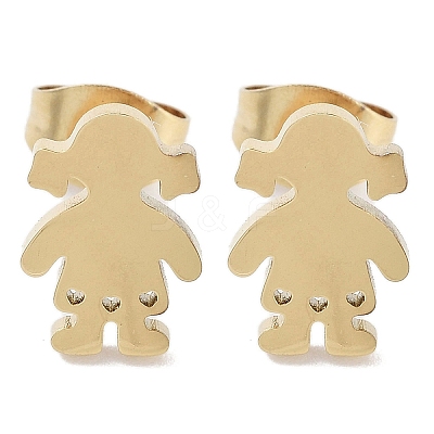 PVD Vacuum Plating 304 Stainless Steel Stud Earrings for Women EJEW-A048-39B-G-1