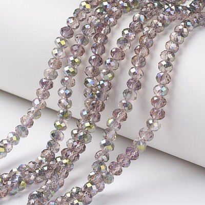 Electroplate Transparent Glass Beads Strands X-EGLA-A034-T4mm-S19-1