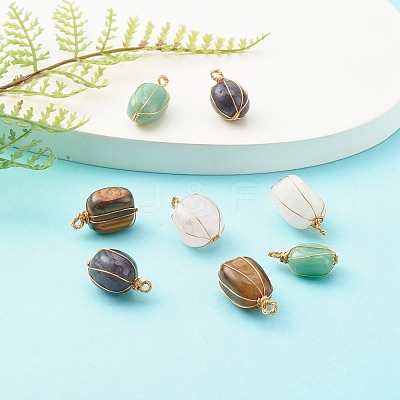 Natural Mixed Gemstone Pendants PALLOY-JF00764-1