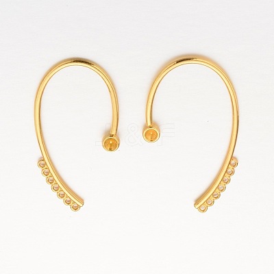 Alloy Cuff Earring Rhinestone Settings X-KK-M173-02G-1