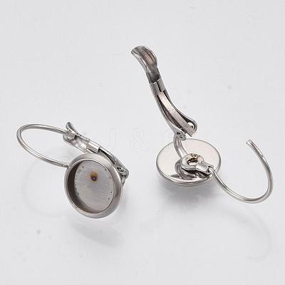 Tarnish Resistant Flat Round Tray Smooth Surface 304 Stainless Steel Leverback Earring Findings STAS-R065-64-1