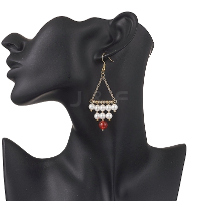 3 Pairs 3 Styles Natural Mixed Stone Rhombus Dangle Earrings EJEW-TA00752-1