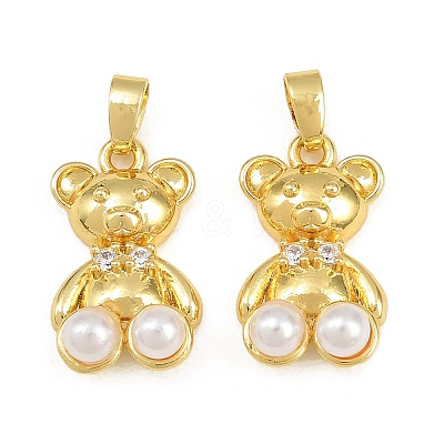 Brass Micro Pave Clear Cubic Zirconia Pendants CU-CBAA571-19G-1