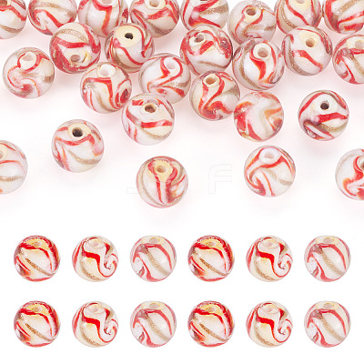 30Pcs Handmade Gold Sand Lampwork Beads LAMP-TA0002-37F-1