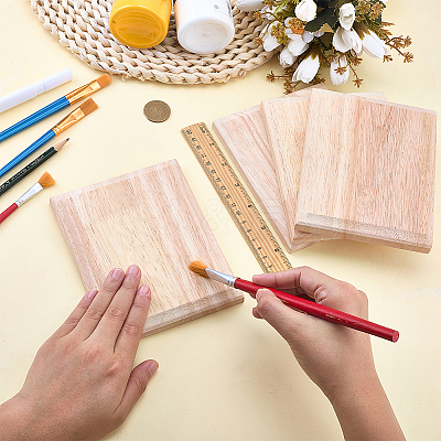 4Pcs Unfinished Rubber Wood Timber Board WOOD-FG0001-66B-1