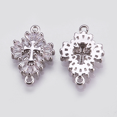 Brass Micro Pave Cubic Zirconia Links ZIRC-E144-12P-1