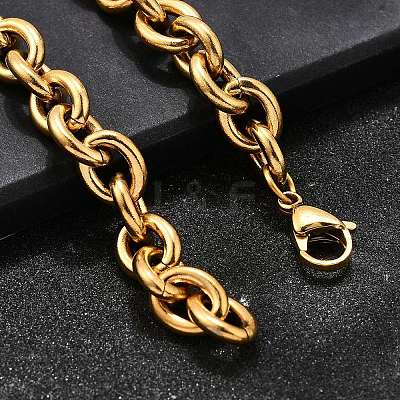 304 Stainless Steel Cable Chain Bracelets for Women BJEW-Q050-01A-G-1