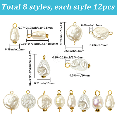 96Pcs 8 Style Acrylic Pendants FIND-SC0019-32-1